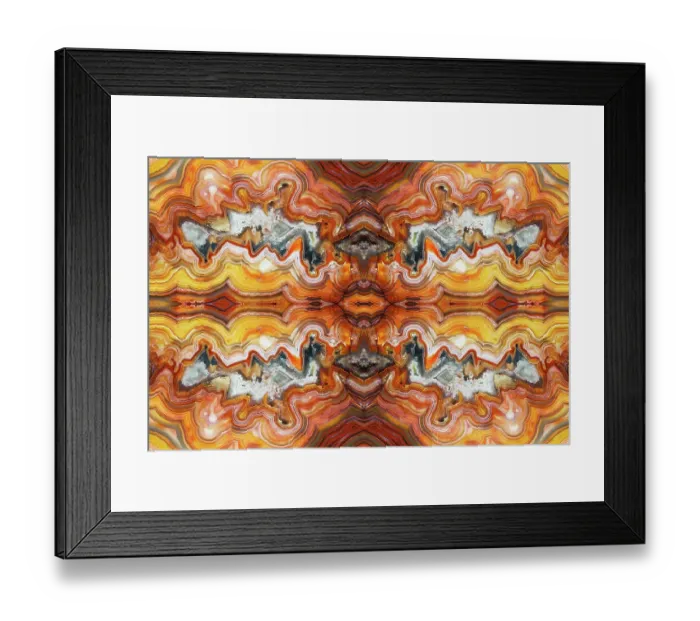 Framed Print : Laguna agate kaleidoscope repeating mirror-effect pattern