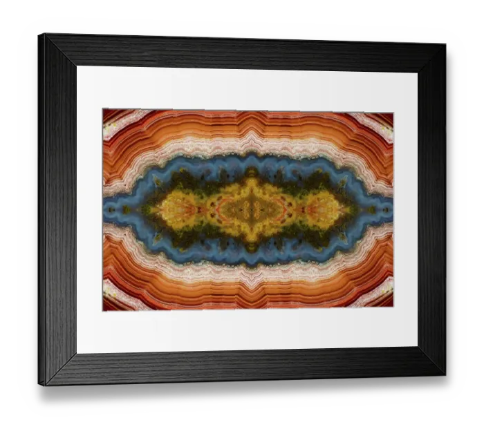 Framed Print : Laguna agate kaleidoscope repeating mirror-effect pattern