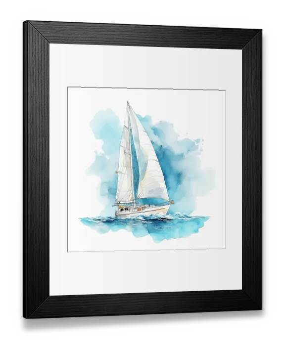 Framed Print : Graphic of sailboat on open water. (AI Generated) Framed Print : Graphic of sailboat on open water. (AI Generated)