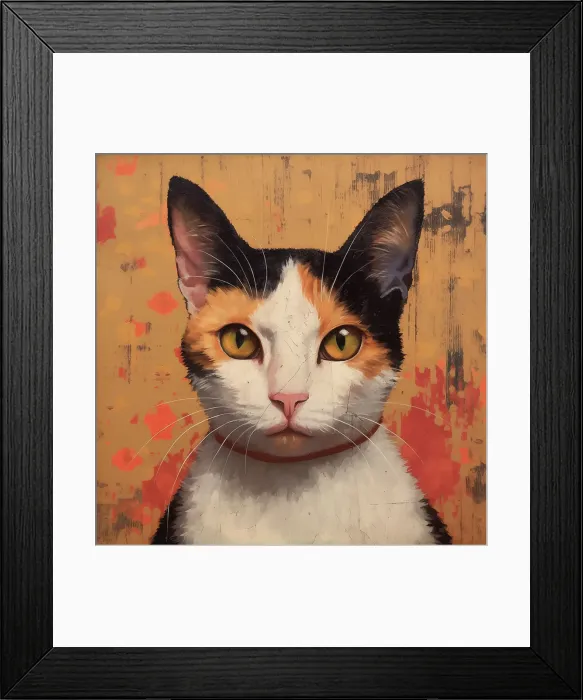 Framed Print : Close-up graphic of calico cat. (AI Generated) Framed Print : Close-up graphic of calico cat. (AI Generated)