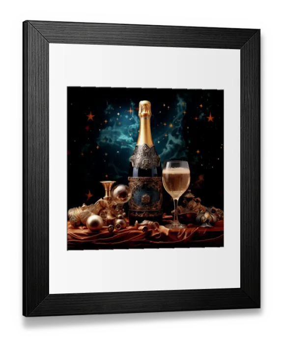Framed Print : Wine bottle and glass. (AI Generated) Framed Print : Wine bottle and glass. (AI Generated)