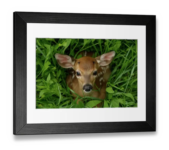 Framed Print : Deer fawn head and foliage. (AI Generated) Framed Print : Deer fawn head and foliage. (AI Generated)