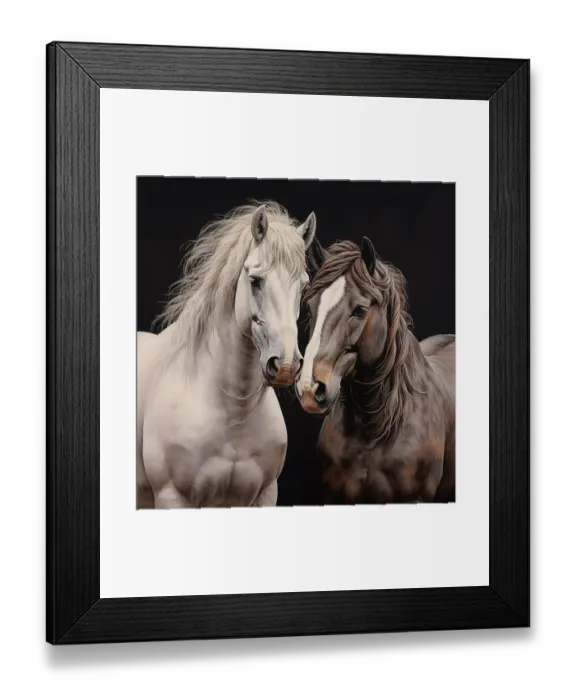 Framed Print : Graphic of two horses. (AI Generated)