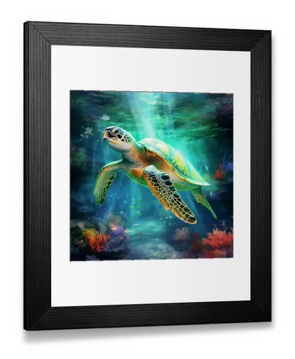 Framed Print : Green sea turtle underwater. (AI Generated) Framed Print : Green sea turtle underwater. (AI Generated)