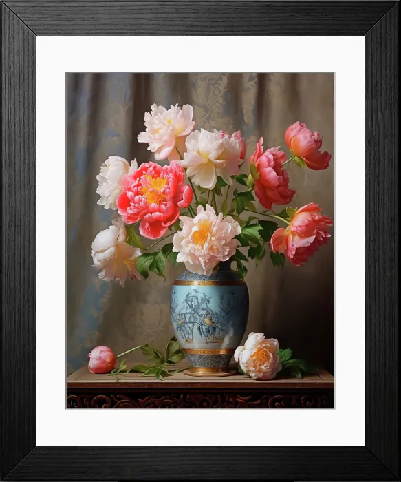 Framed Print : Flowers in vase. (AI Generated)