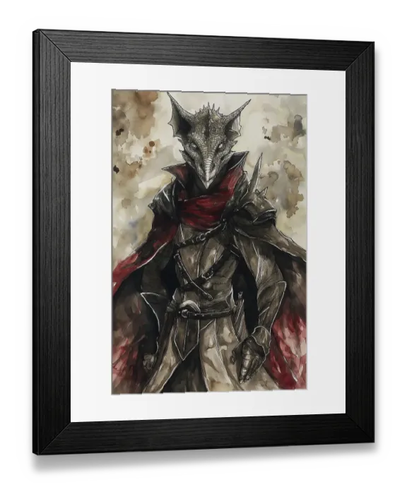 Framed Print : Close-up of alien in garb. (AI Generated)