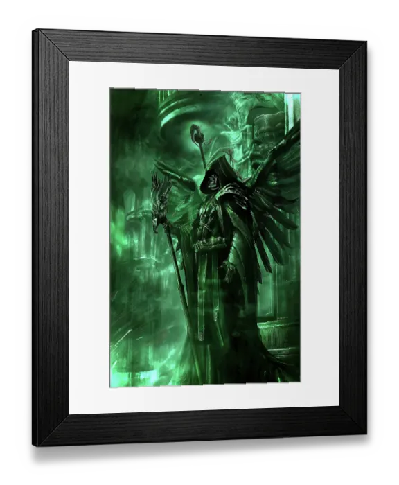 Framed Print : Mystical male figure with wings and staff. (AI Generated) Framed Print : Mystical male figure with wings and staff. (AI Generated)