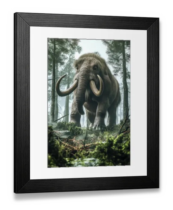 Framed Print : Close-up of ancient mastodon in forest. (AI Generated) Framed Print : Close-up of ancient mastodon in forest. (AI Generated)