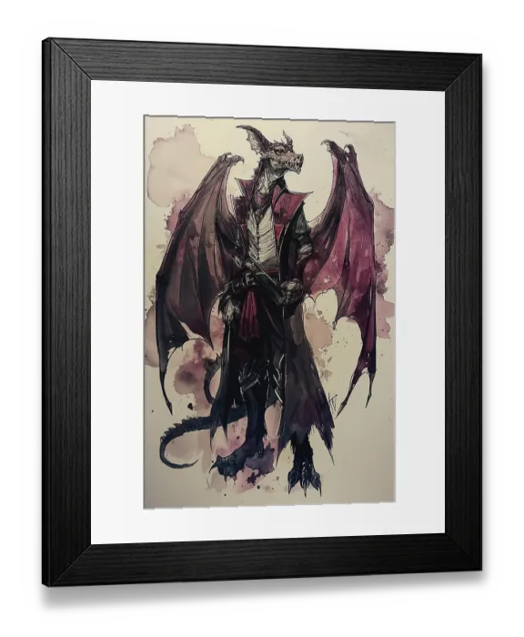 Framed Print : Close-up of winged alien in garb. (AI Generated)