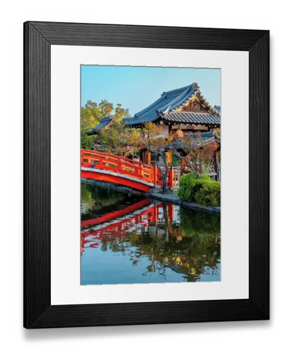 Framed Print : Hosei Bridge and shrine in Shinsenen Garden, Kyoto, Japan Framed Print : Hosei Bridge and shrine in Shinsenen Garden, Kyoto, Japan