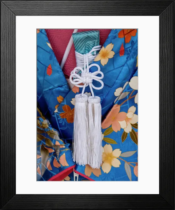 Framed Print : Detail of obi on a woman's Japanese kimono, Kyoto, Japan Framed Print : Detail of obi on a woman's Japanese kimono, Kyoto, Japan