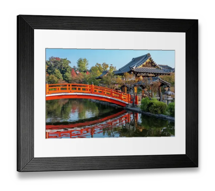 Framed Print : Hosei Bridge and shrine in Shinsenen Garden, Kyoto, Japan Framed Print : Hosei Bridge and shrine in Shinsenen Garden, Kyoto, Japan