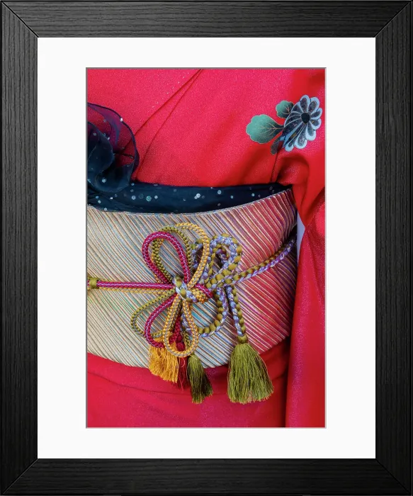 Framed Print : Detail of obi on a woman's Japanese kimono, Kyoto, Japan Framed Print : Detail of obi on a woman's Japanese kimono, Kyoto, Japan