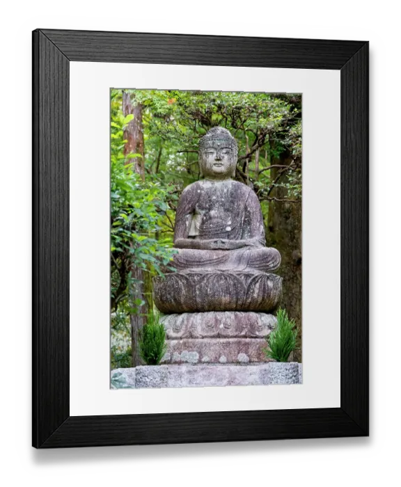 Framed Print : Seated stone Buddha on the grounds of Ryoanji Temple, Kyoto, Japan Framed Print : Seated stone Buddha on the grounds of Ryoanji Temple, Kyoto, Japan