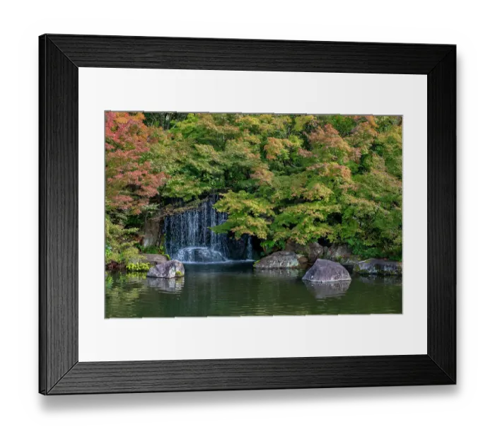 Framed Print : Waterfall in Koko-en Garden, Himeji, Japan Framed Print : Waterfall in Koko-en Garden, Himeji, Japan