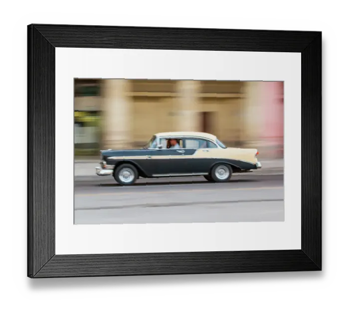 Framed Print : Cuba, Havana. Vintage 1956 Chevrolet Bel Air sport sedan. (Editorial Use Only)