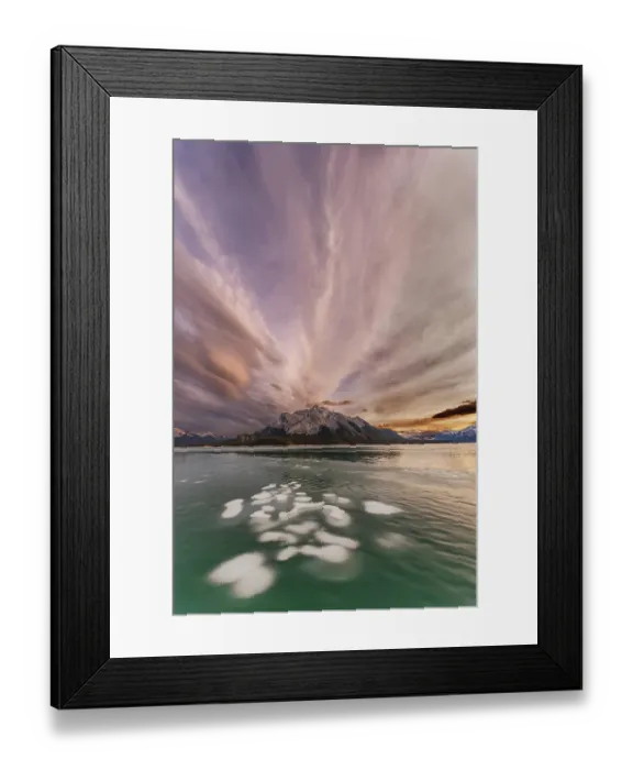 Framed Print : Ice Bubbles at Sunset, Abraham Lake, Canada Framed Print : Ice Bubbles at Sunset, Abraham Lake, Canada