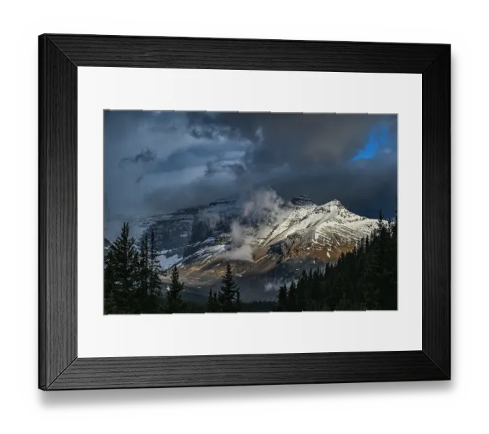 Framed Print : Canada, Alberta. Snowy landscape and glacier along Icefields Parkway Framed Print : Canada, Alberta. Snowy landscape and glacier along Icefields Parkway