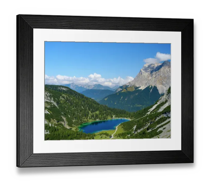Framed Print : Lake Seeben See view towards Ammergau Alps, Wetterstein range and Mt. Zugspitze. Mieming mountain range near Ehrwald in Tyrol. Central Europe, Austria, Tyrol Framed Print : Lake Seeben See view towards Ammergau Alps, Wetterstein range and Mt. Zugspitze. Mieming mountain range near Ehrwald in Tyrol. Central Europe, Austria, Tyrol