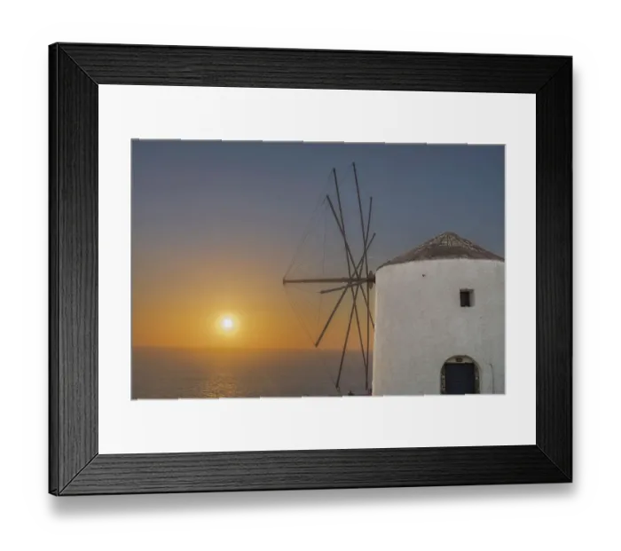 Framed Print : Santorini Windmill Sunset, Greece Framed Print : Santorini Windmill Sunset, Greece