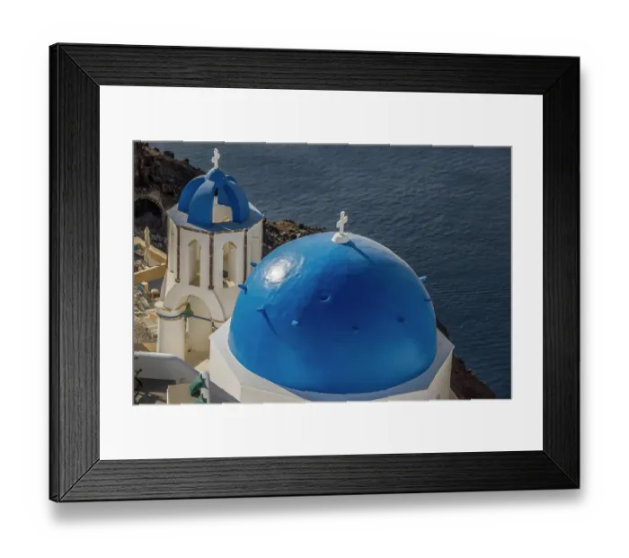 Framed Print : Blue Domes, Santorini, Greece