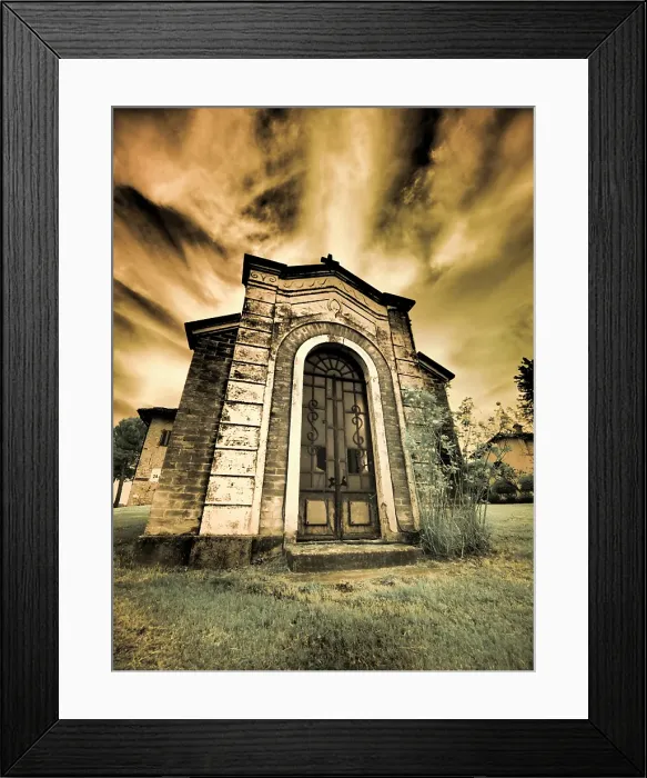 Framed Print : Italy, Pedemonte, Langhe. Infrared of small chapel Framed Print : Italy, Pedemonte, Langhe. Infrared of small chapel