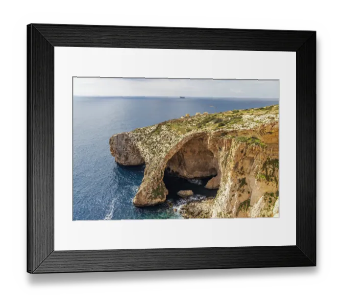 Framed Print : Malta. The Blue Grotto, seen from above Framed Print : Malta. The Blue Grotto, seen from above