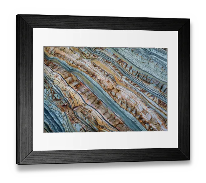 Framed Print : Spain, Playa del Silencio. Close-up of patterns. in rock layers