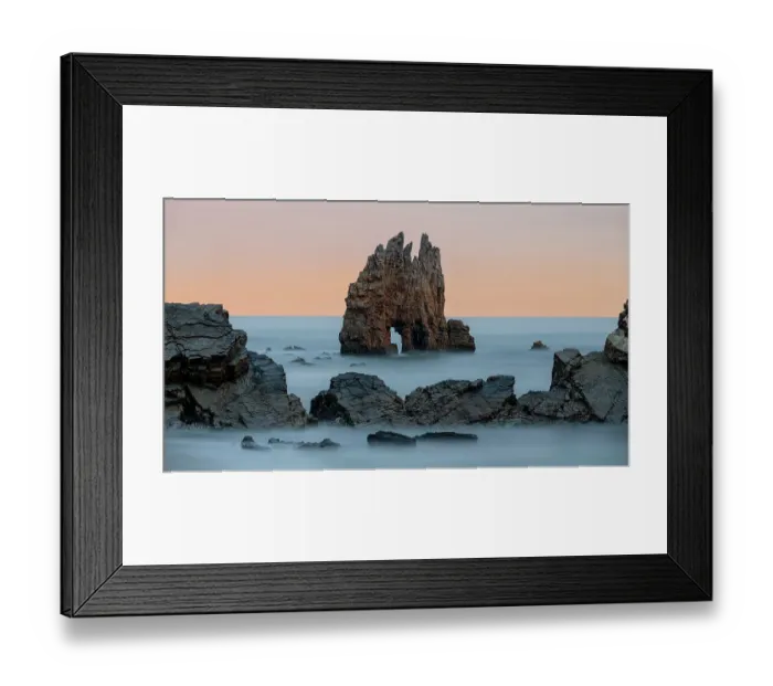 Framed Print : Spain, Playa de Portizuelo. Sea stacks on ocean shoreline Framed Print : Spain, Playa de Portizuelo. Sea stacks on ocean shoreline