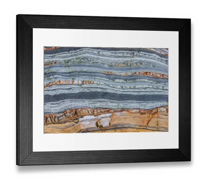Framed Print : Spain, Barrika. Contorted rock layers on beach