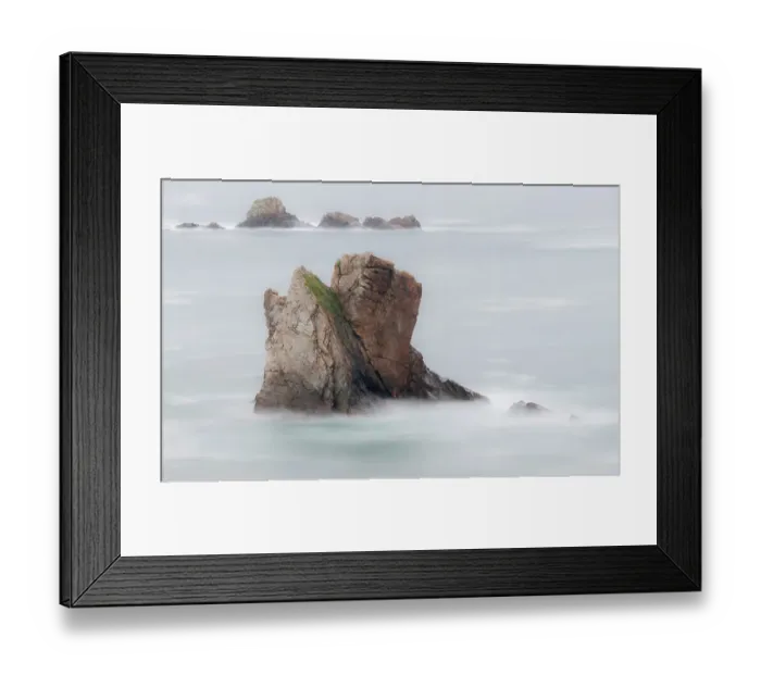 Framed Print : Spain. Ocean sea stack on misty coastline Framed Print : Spain. Ocean sea stack on misty coastline