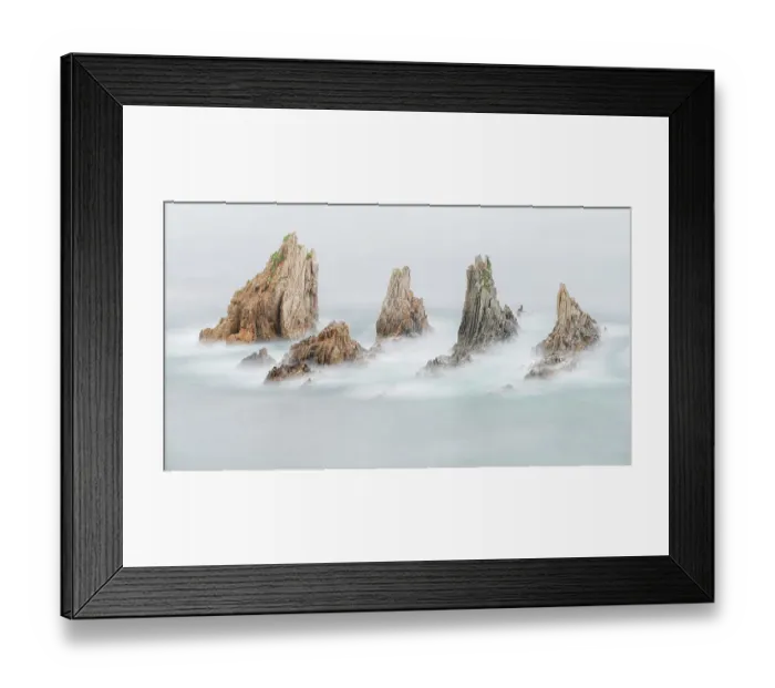 Framed Print : Spain, Gueirua. Sea stacks on shoreline Framed Print : Spain, Gueirua. Sea stacks on shoreline