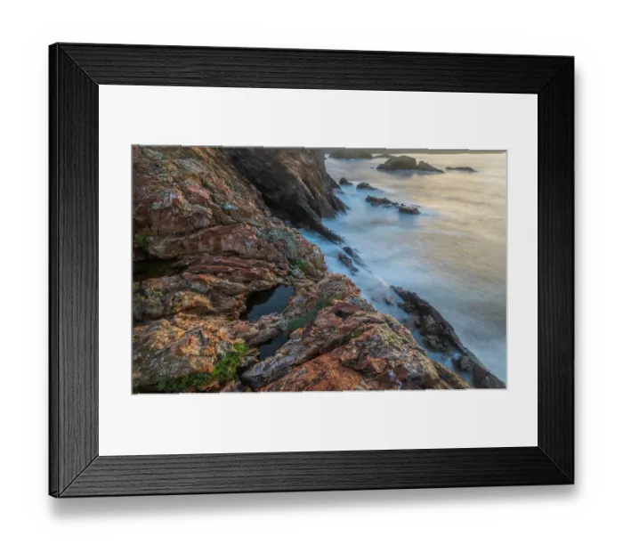 Framed Print : Spain, Mirador de Atalaya. Rock formations on ocean shore Framed Print : Spain, Mirador de Atalaya. Rock formations on ocean shore