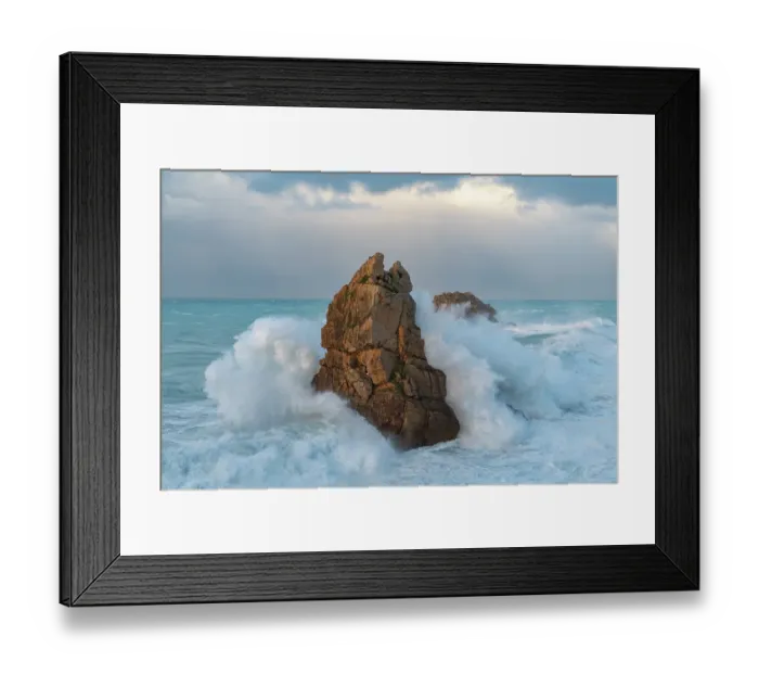 Framed Print : Spain, Liencres. Ocean waves and sea stack formations Framed Print : Spain, Liencres. Ocean waves and sea stack formations