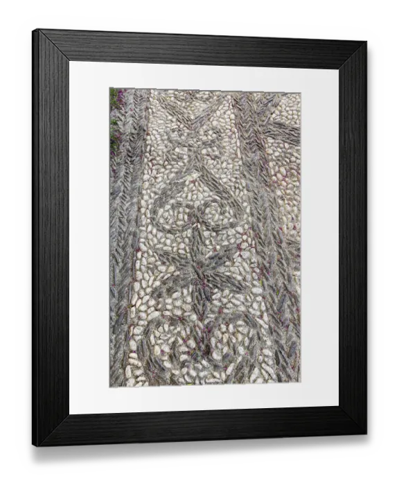 Framed Print : Albaicin, Province of Granada, Andalusia, Spain. Decorative pattern on a sidewalk paved with black and white stones Framed Print : Albaicin, Province of Granada, Andalusia, Spain. Decorative pattern on a sidewalk paved with black and white stones