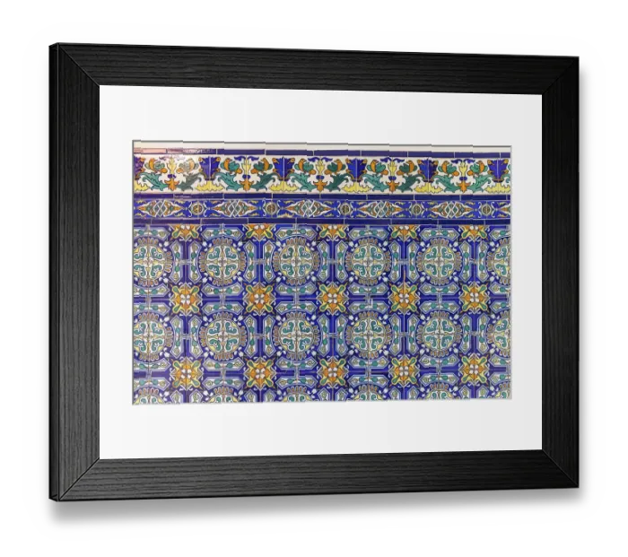 Framed Print : Albaicin, Granada, Province of Granada, Andalusia, Spain. Colorful decorative tiles on a building in Granada Framed Print : Albaicin, Granada, Province of Granada, Andalusia, Spain. Colorful decorative tiles on a building in Granada