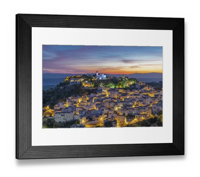 Framed Print : Casares, Malaga, Andalusia, Spain. Evening view of the village of Casares in Andalusia Framed Print : Casares, Malaga, Andalusia, Spain. Evening view of the village of Casares in Andalusia