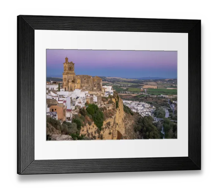 Framed Print : Arcos de la Frontera, Seville Province, Andalusia, Spain. Evening view of the Church of Saint Peter Framed Print : Arcos de la Frontera, Seville Province, Andalusia, Spain. Evening view of the Church of Saint Peter