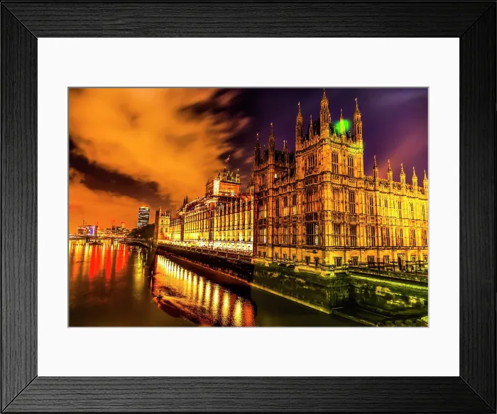 Framed Print : Houses of Parliament, Thames River, Westminster Bridge, Westminster, London, England. Built in the 1800's, House of Commons and House of Lords