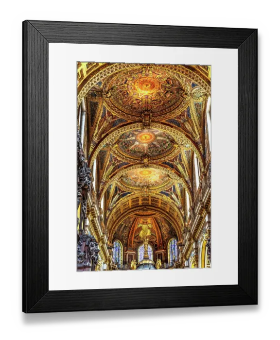 Framed Print : Colorful ceiling over altar, St. Paul's Cathedral, London, England. Architect Christopher Wren. Site of many famous weddings and funerals. (Editorial Use Only)