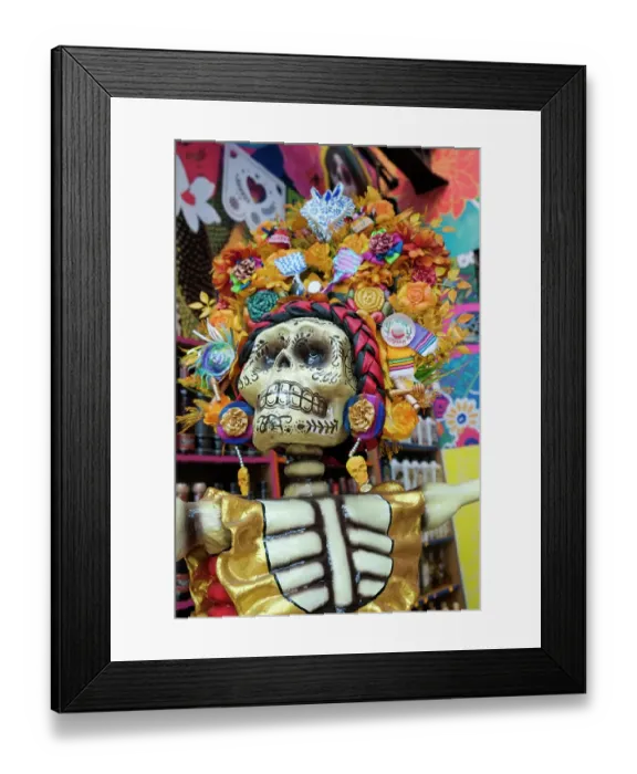 Framed Print : Playa del Carmen, Mexico. Large Dia de Los Muertos skeletons Framed Print : Playa del Carmen, Mexico. Large Dia de Los Muertos skeletons