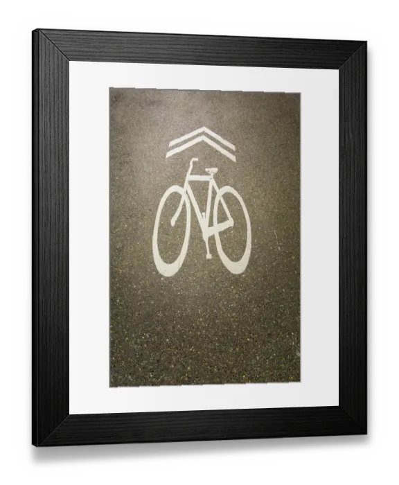 Framed Print : Bike path sign on road Framed Print : Bike path sign on road