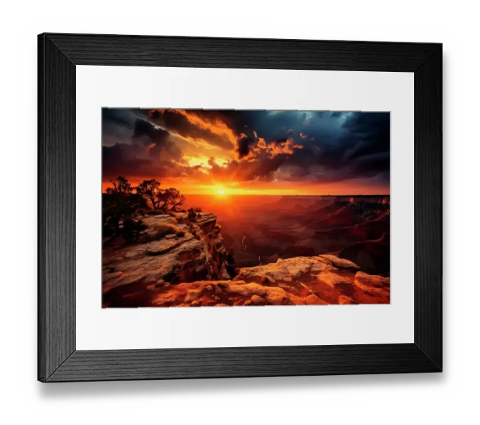 Framed Print : Sunset over Grand Canyon. (AI Generated)