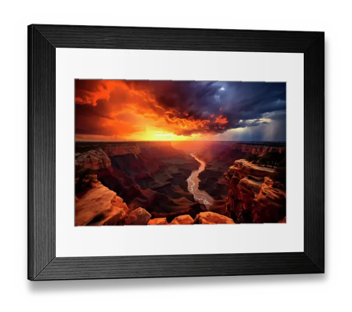 Framed Print : Sunset over Grand Canyon. (AI Generated) Framed Print : Sunset over Grand Canyon. (AI Generated)