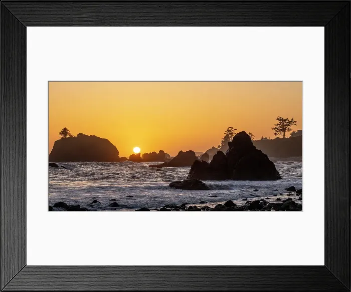 Framed Print : USA, California, Crescent City. Seastack along coastline at sunset Framed Print : USA, California, Crescent City. Seastack along coastline at sunset