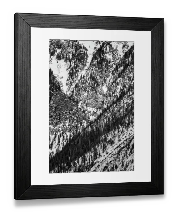 Framed Print : USA, Colorado, Frisco, Snow-filled chutes above I-70 near Copper Mountain