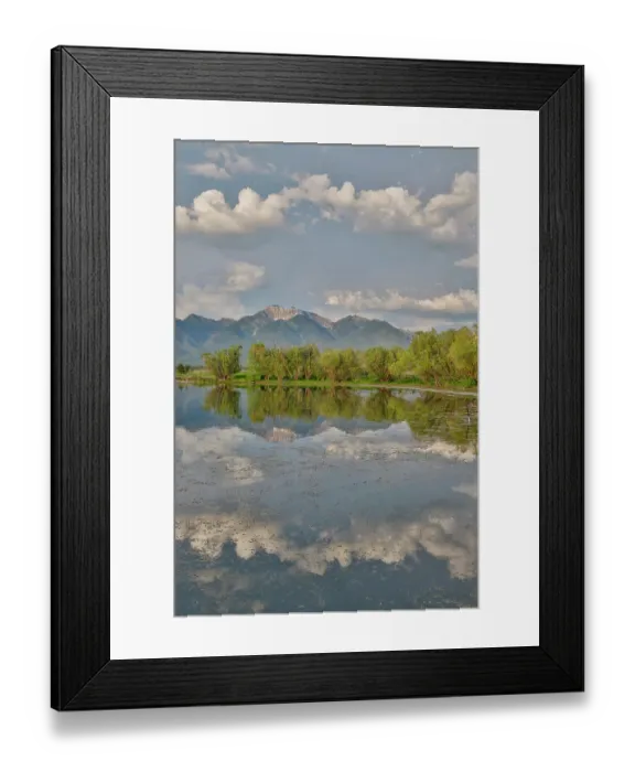 Framed Print : USA, Montana, Allentown. Evening light of Mission Mountains reflected in small pond Framed Print : USA, Montana, Allentown. Evening light of Mission Mountains reflected in small pond