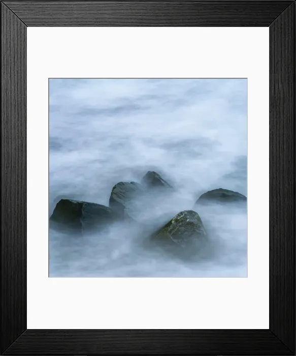 Framed Print : USA, New Jersey, Cape May National Seashore. Boulders on ocean shore