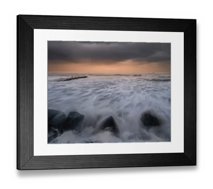 Framed Print : USA, New Jersey, Wildwood. Stormy sunrise on beach and ocean