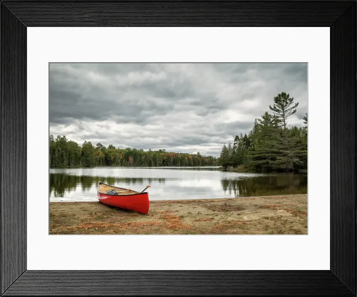 Framed Print : USA, New York, Adirondacks. Lake Abanakee, Red canoe on Chain Lakes Bathing Beach Framed Print : USA, New York, Adirondacks. Lake Abanakee, Red canoe on Chain Lakes Bathing Beach